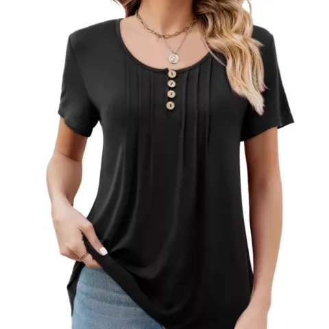 7 x Women's Casual V Neck Pleated Tunic Tops various sizes Lb36a