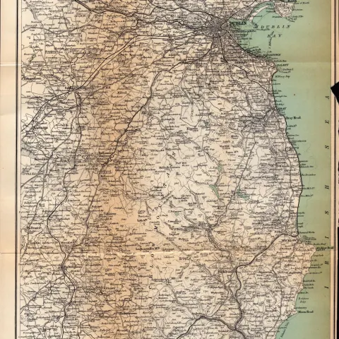 Dublin Environs & The Wicklow Mountains Vintage 1927 Map.