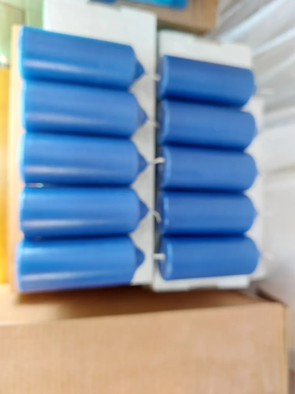 Blue chunky candles 2" x approx 5 "  Box of 10