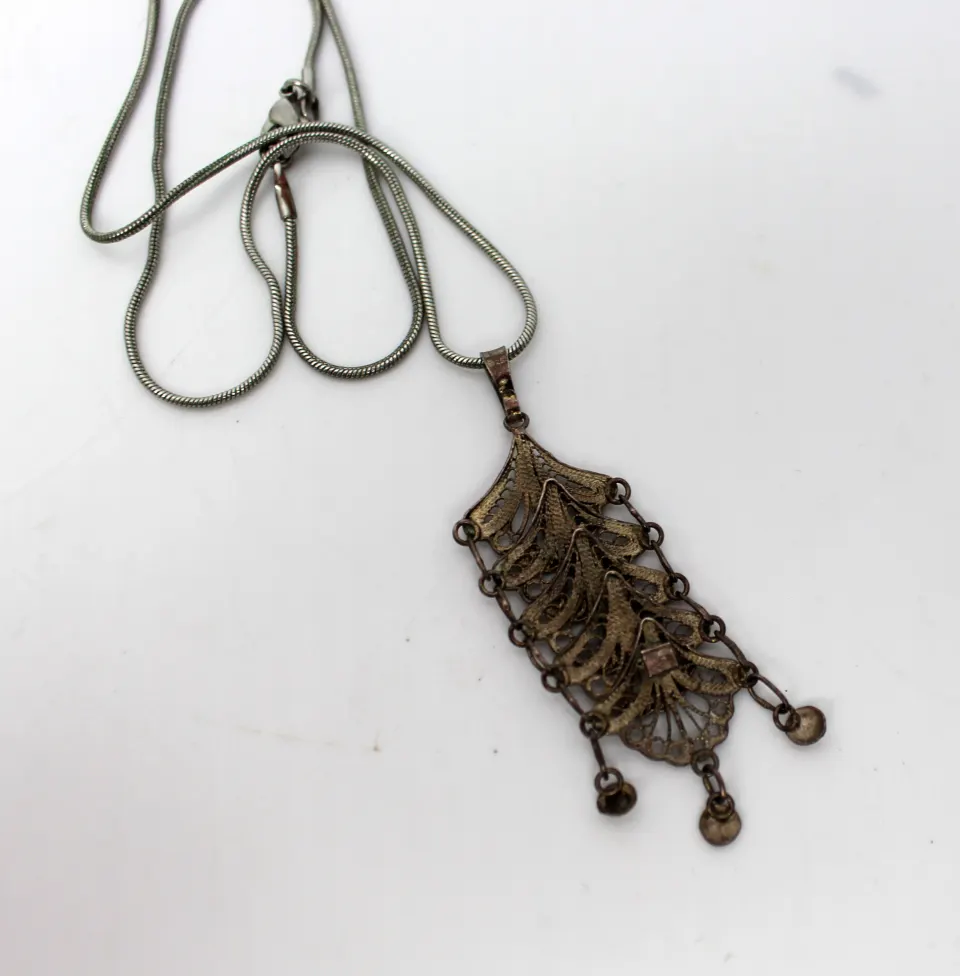 Silver Filigree Pendant on Chain