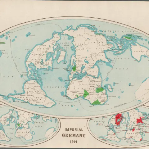 WW1 Imperial Germany 1914 Coloured Antique Map 1922.