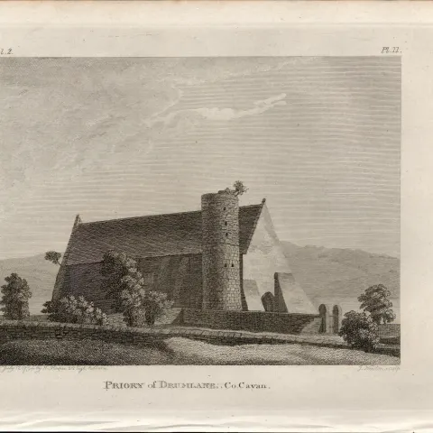 Priory of Drumlane Co Cavan Rare 1791 Francis Grose Antique Print.