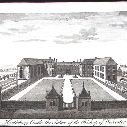 Worcester Hartlebury Castle Rare Georgian Copper Antique 1776 Engraving-147a.