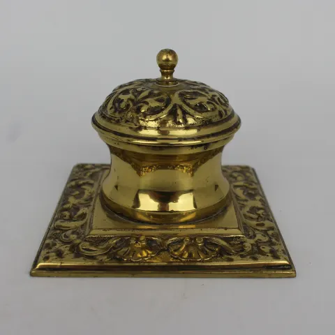 Antique Brass Inkwell