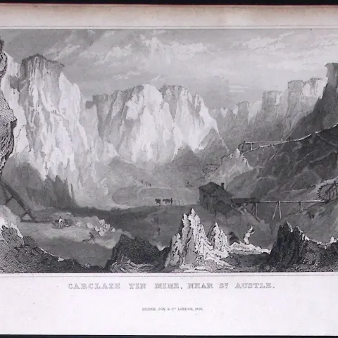Cornwall Carclaze Tin Mine Near St Austell Antique 193 Years-Old Steel-Engraving-35