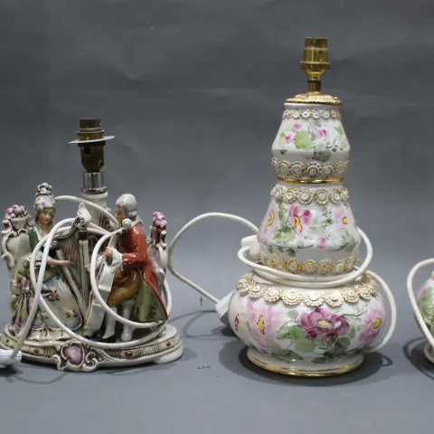 Set of 4 Italian & Turkish Porcelain Table Lamps