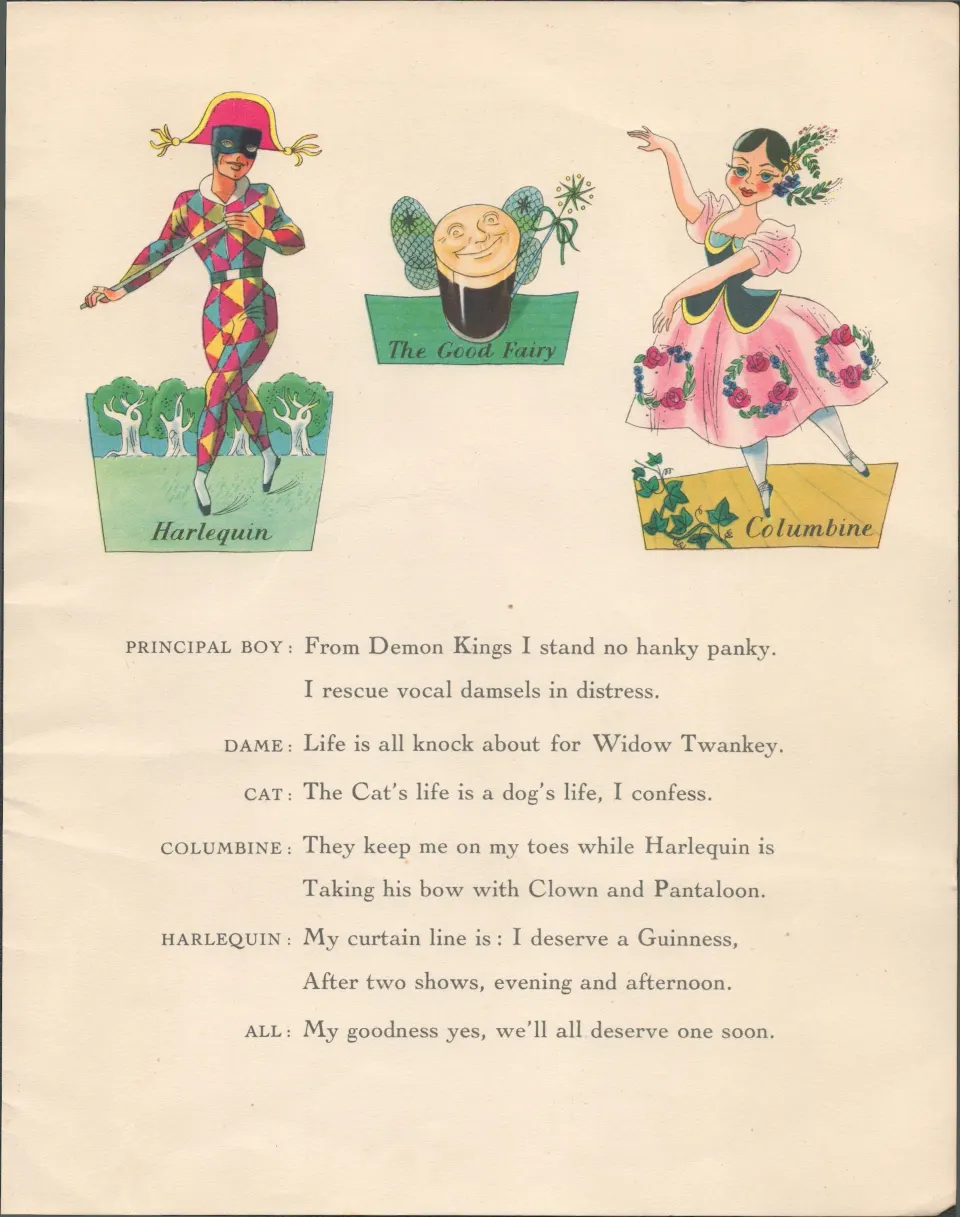 Double Sided Guinness Illustration Page 1951 "The Pantomime"A Genuine Double Sided Lithographed