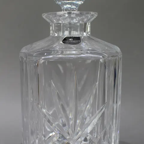 Vintage Royal Doulton Crystal Square Shaped Spirit Decanter