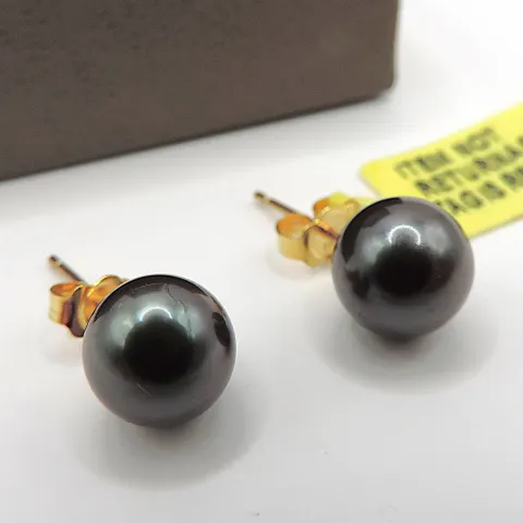 Gold On Sterling Silver Cultured Pearl Earrings New With Gift Pouch