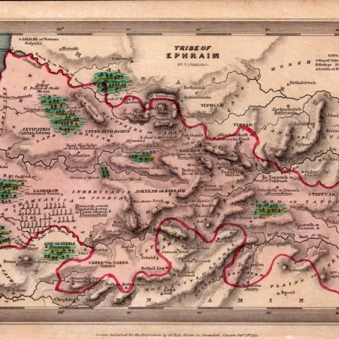 Tribe of Ephraim Antique Detailed Biblical William IV Map.