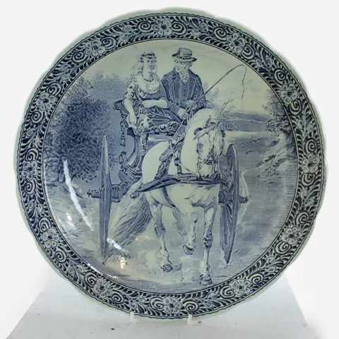 Large 20th c. Boch Delfts Blue & White Charger