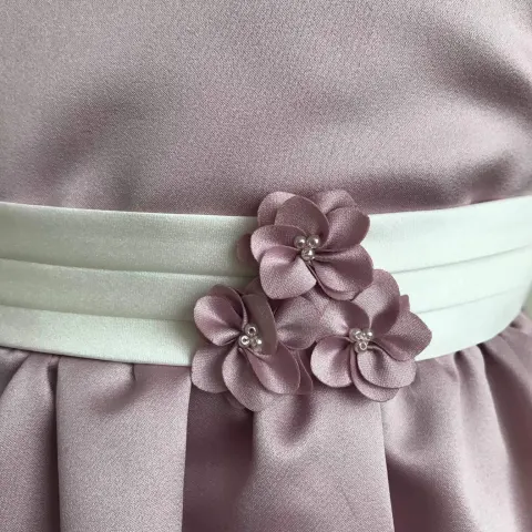 Pink and ivory satin flowergirl or party dress age 6