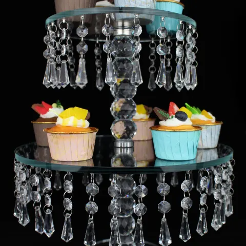 Cut Glass Crystal Two Tier Cake Stand