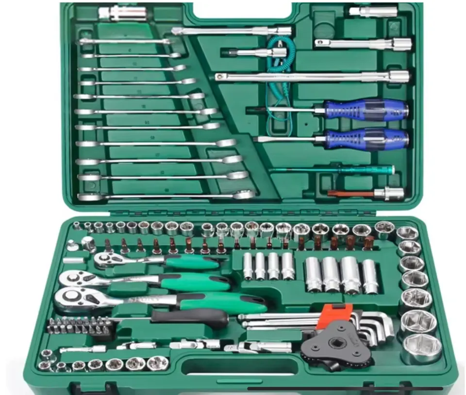 piece set auto repair tool box sleeve wrench household car repair kit ratchet repair hand tools