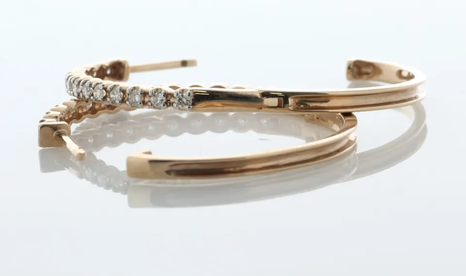 10ct Rose Gold Diamond Oval Hoop Earring 0.50 Carats