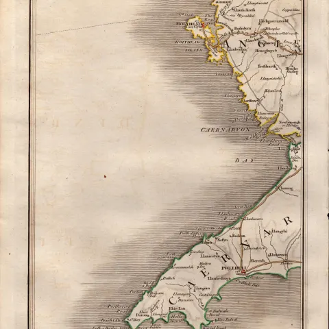 Caernarfon Bay Anglesey Holyhead Pwllheli-John Cary’s Antique 1794 Map.
