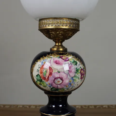 Vintage French-Style Porcelain Table Lamp with Floral Decoration
