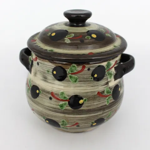 Decorative Lidded Two Handled Pot