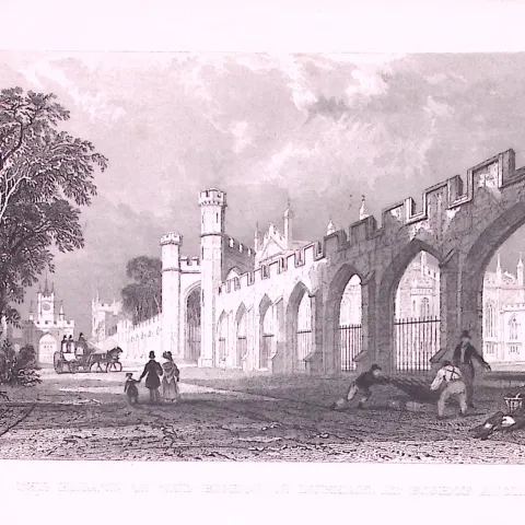 Bishop of Durham Palace Cauldron Bishop Auckland 1835 Antique Steel Engraving-1-TR