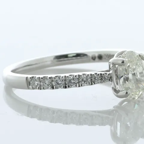 Platinum Oval Diamond Ring With Diamond Set Shoulders 1.05 Carats