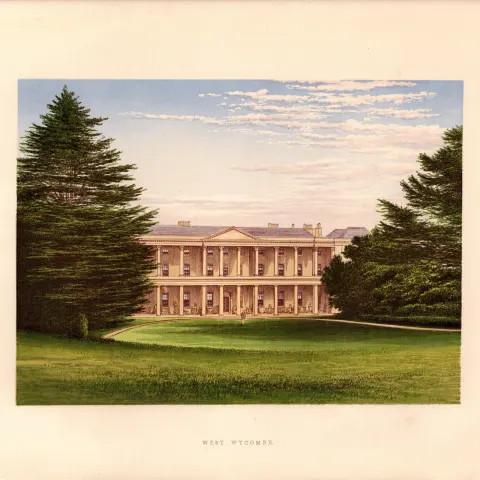West Wycombe Buckinghamshire Gilt-Edge Coloured Antique Book Plate.