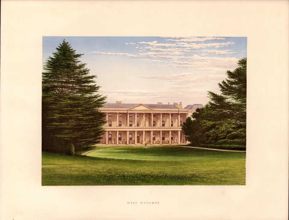 West Wycombe Buckinghamshire Gilt-Edge Coloured Antique Book Plate.