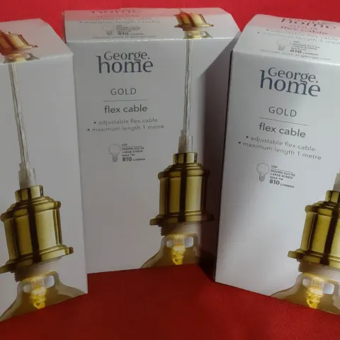 3 X George home Gold flex cable light fixture. RRP £30 - GRADE A