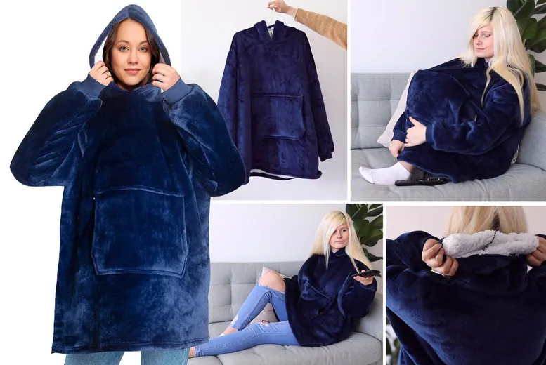 Oversized Ultra-Soft Fleece Snuggle Hoodie – Navy
