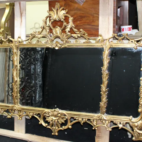 Ornate Gilt Carved Wood Overmantle Mirror