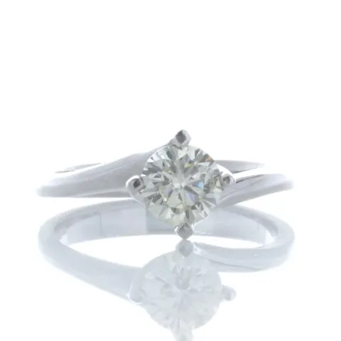 18ct White Gold Single Stone Fancy Claw Set Diamond Ring 0.71 Carats
