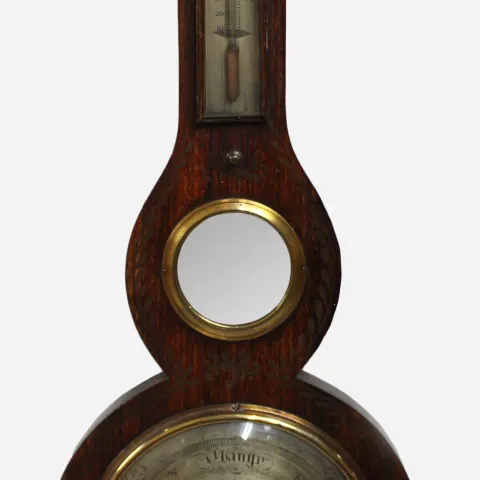 Regency English Brass Inlaid Aneroid Barometer