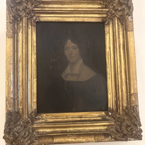 19th Century English School, Half Length Portrait of A Lady Wearing A White Collared Black Gown