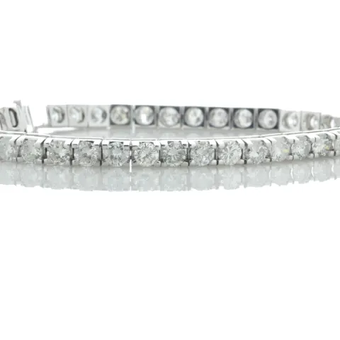 18ct White Gold Tennis Diamond Bracelet 8.5" 4.86 Carats