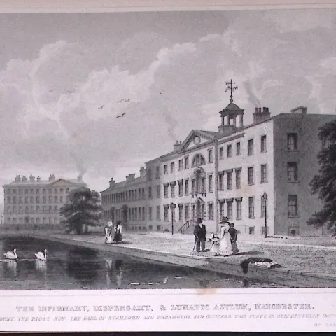 Manchester Infirmary & Lunatic Asylum Antique 195 Years-Old Steel-Engraving-16