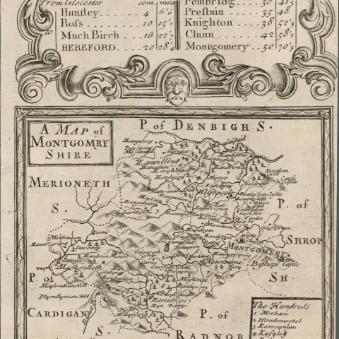 Britannia Depicta E Bowen c1730 Map Gloucester, Huntley, Ross, Hereford.