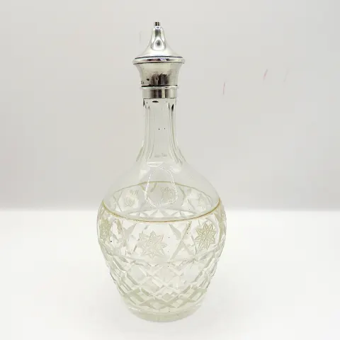 Antique Sterling Silver Cut Glass Vinegar Bottle c.1932