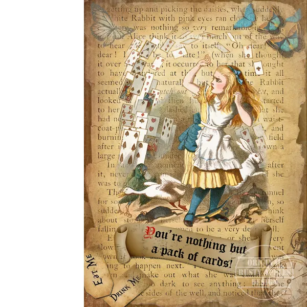 Alice In Wonderland  Pack Of Cards Large Metal Wall Art.