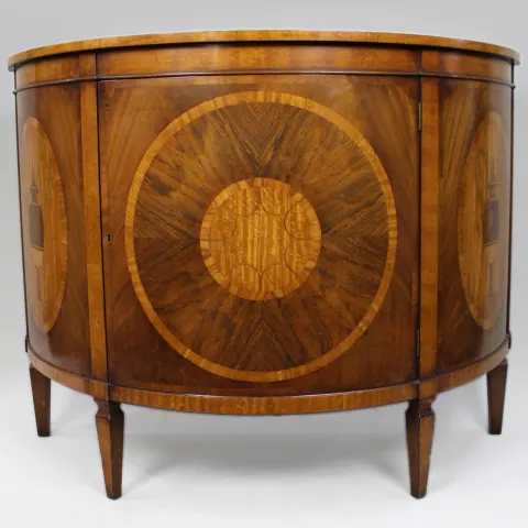 Elegant Neoclassical Style Inlaid Demilune Cabinet
