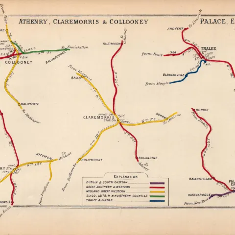 Athenry Claremorris Tralee Ireland Antique Railway Junctions  Diagram-128.