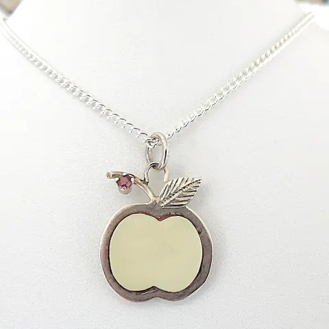 Vintage 925 Silver Ruby Pendant Necklace