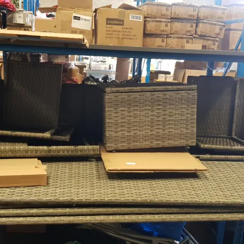 (157/2H) Rattan Furniture Parts. To Include 3x Three Seater Sofa & 1x Small Square Table With Stool