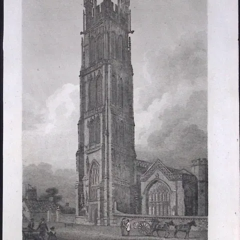 Taunton Tower Somerset Antique 212 Years-Old Georgian Steel-Engraving-173