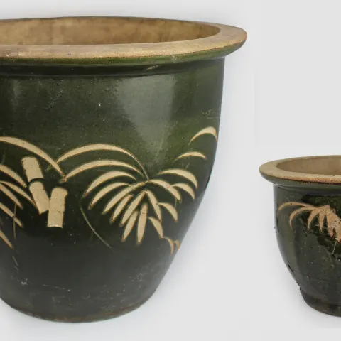 Pair of Earthenware Glazed Jardiniere Planter Pots