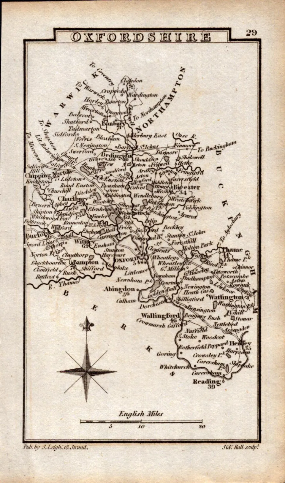 Oxfordshire Antique Copper Engraved George IV Map by Sidney Hall