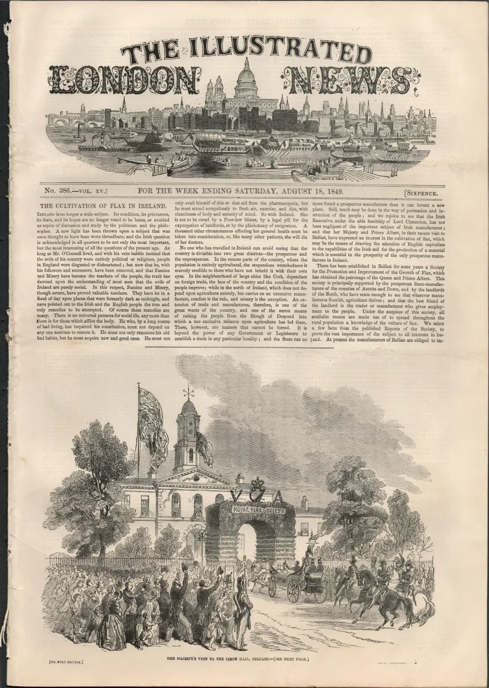 August 18th 1849 The Queens Royal Visit to Dublin & Belfast