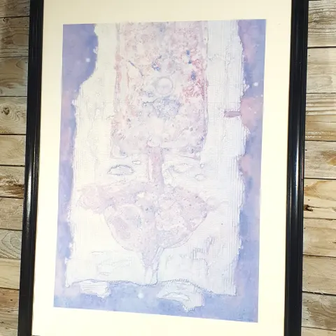 Black Ebonised Framed César Manrique Print, Famous Spanish Artist. 75cm x 55cm RRP £99