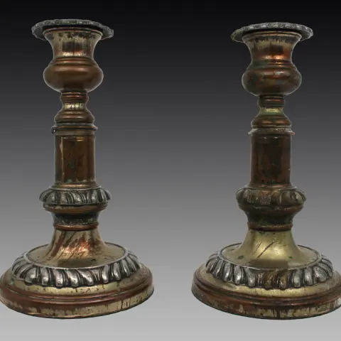 Pair of Antique Sheffield Plate Telescopic Candlesticks