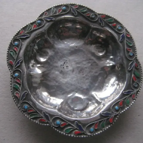 Sterling Silver and Enamel Decorated Sweet Dish
