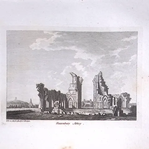 Somerset Glastonbury Abbey Francis Grose Rare 240 Years-Old Copper Engraving-25