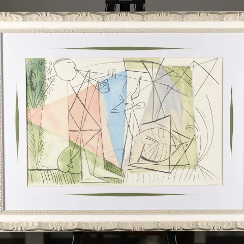 Pablo Picasso Limited Edition Original Lithograph "Joueuer De Flute et Gazelle"